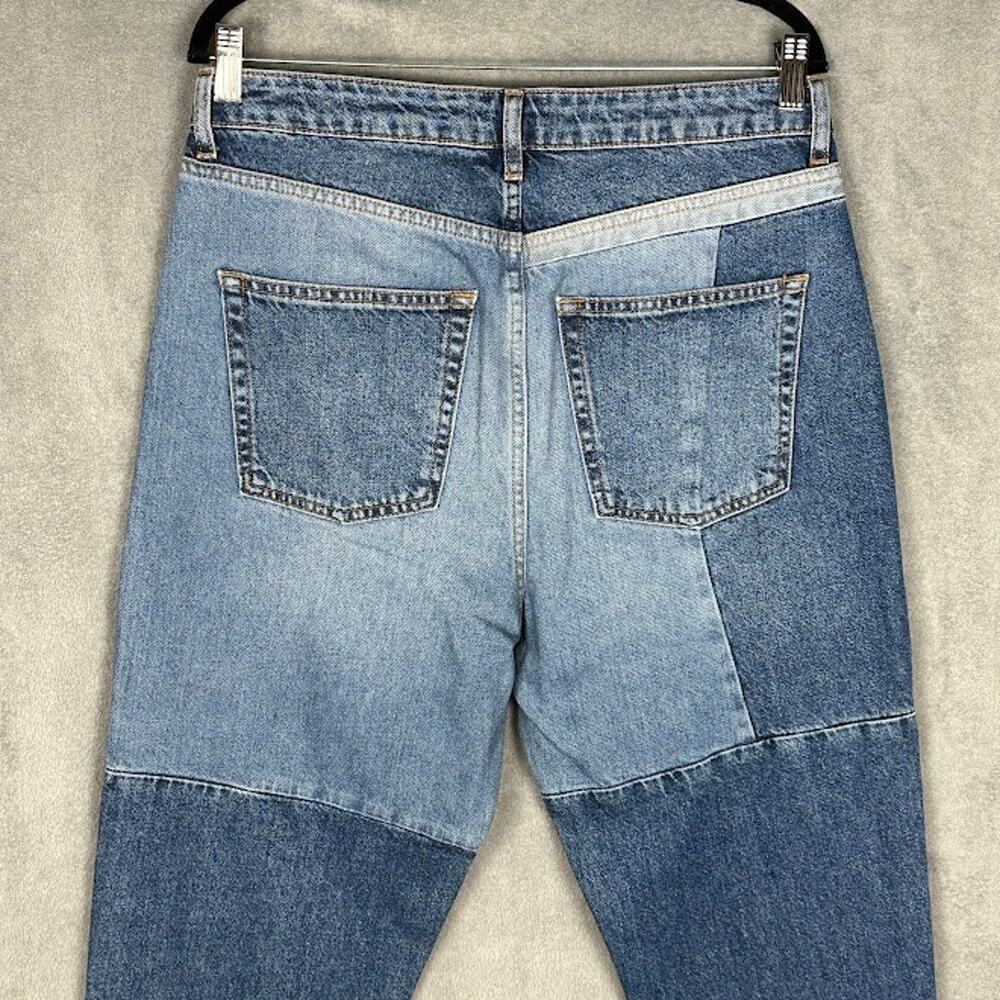 We The Free People Jeans Womens 31 Blue Patchwork Boho Hippie High Rise Pockets - Picture 4 of 12
